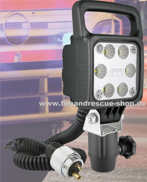 LED Arbeitsscheinwerfer 12-24V mit Griff, Schalter, Magnet, Spiralkabel +  KFZ Stecker