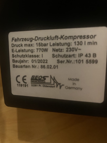 Kompressor Druckluftanlage 12V/192W 0,8 bar bis 1,2bar Betriebsdauer  2,5min.f.Druckluftfanfaren Campe Fahrzeugbedarf GmbH